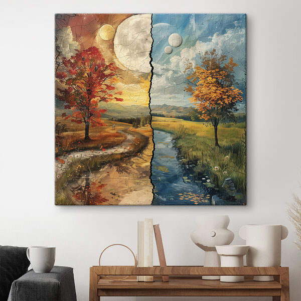 Quadri Quadri Puzzle raffigurante un paesaggio con alberi e un fiume (COD: s40923)