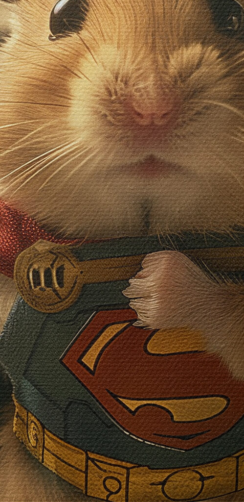Hamster wearing a cape and holding a hammer Hamster wearing a cape and holding a hammer