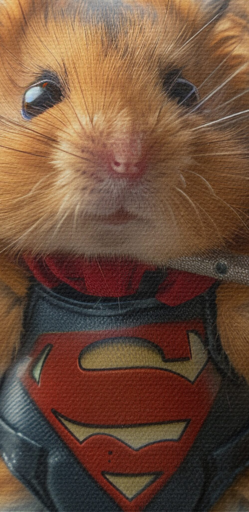 Hamster wearing a superhero garment holding a barbell Hamster wearing a superhero garment holding a barbell