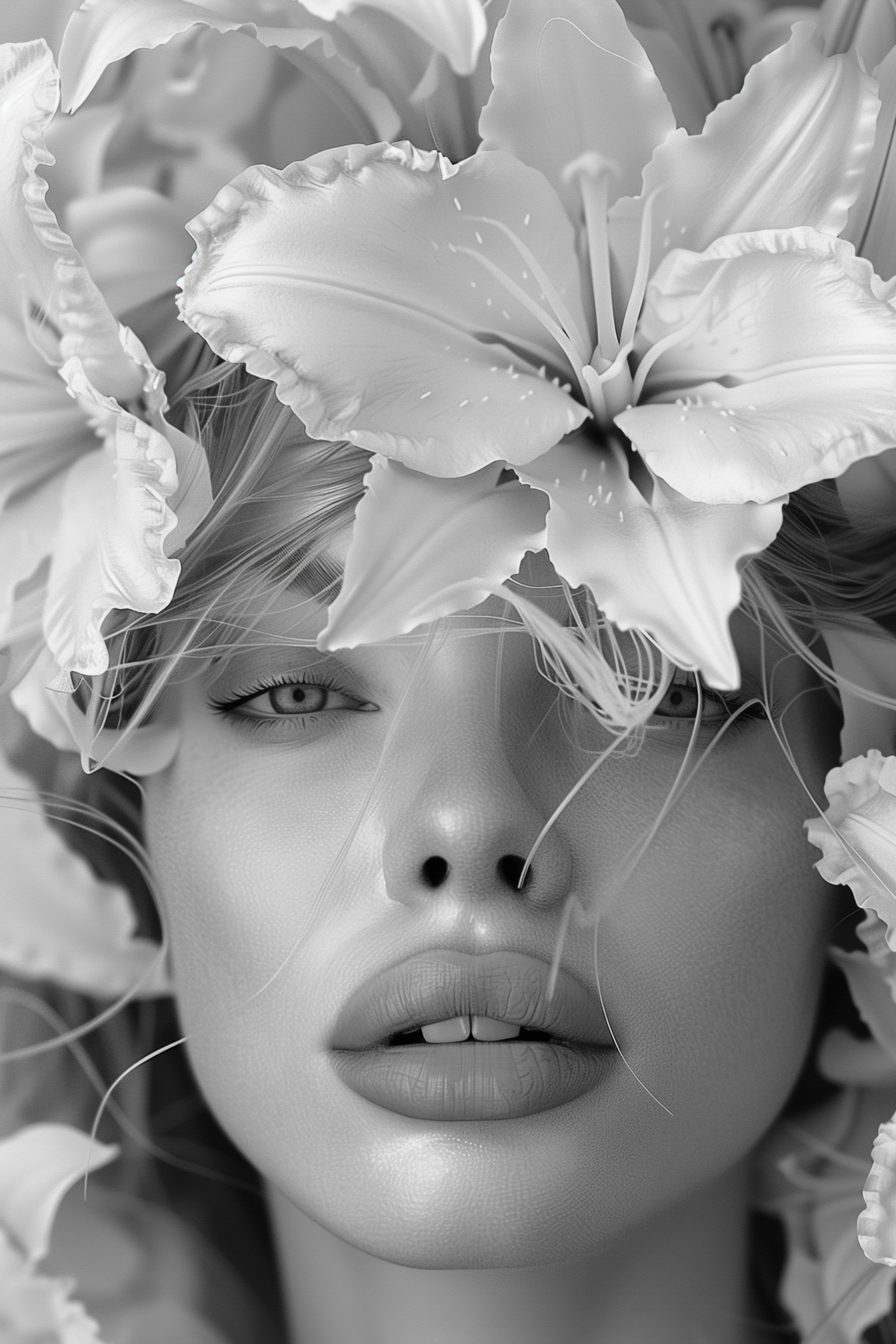 Woman with flowers on her head Woman with flowers on her head