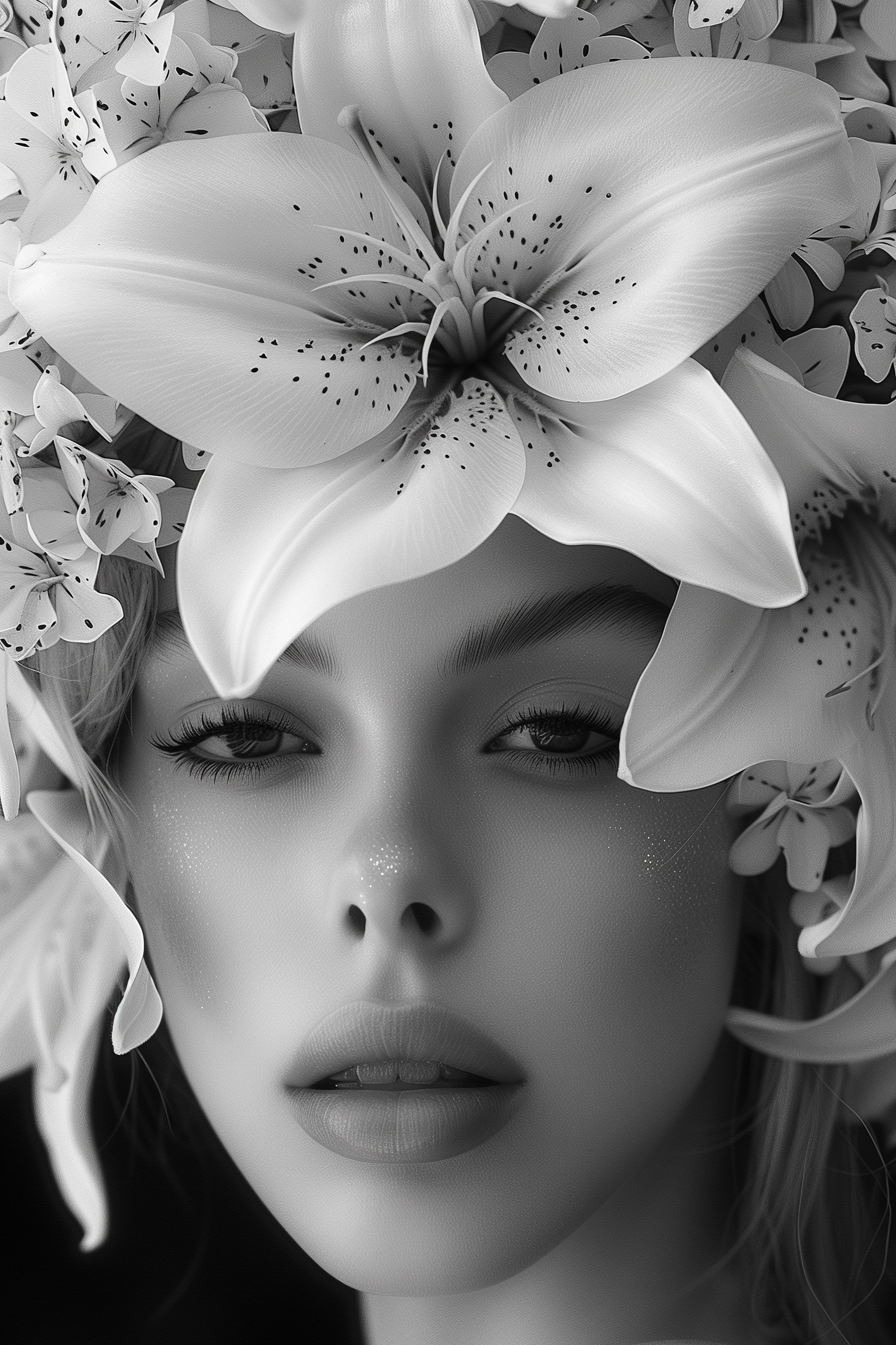 Woman with flowers on her head