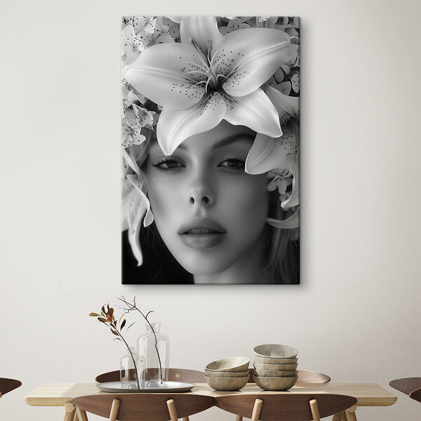Woman with flowers on her head