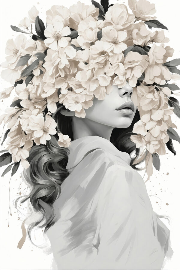 Woman with flowers on her head