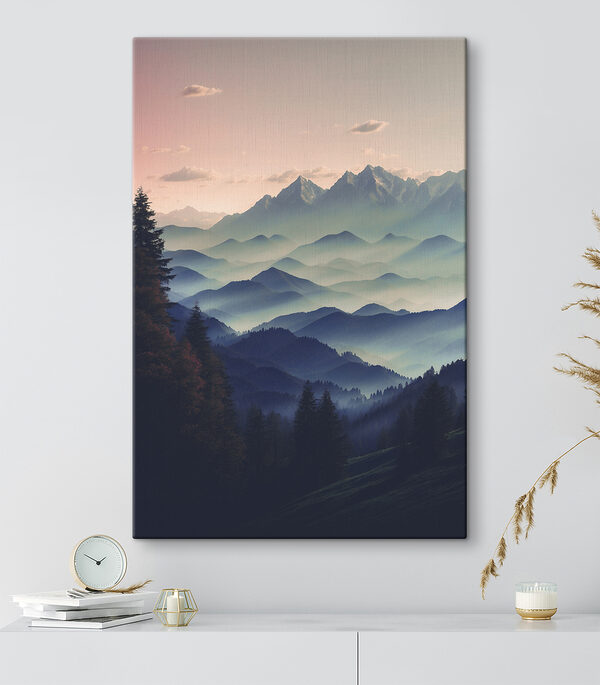 Mountain range with trees and clouds Mountain range with trees and clouds