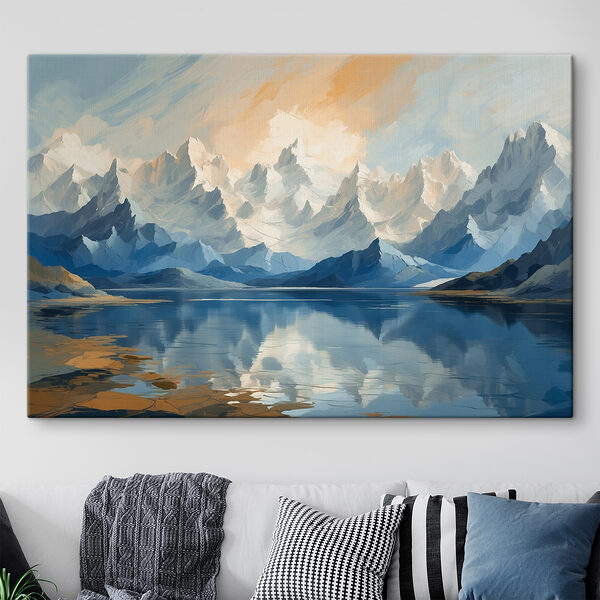 Quadri Quadri Lago con montagne e nuvole (COD: s40861)