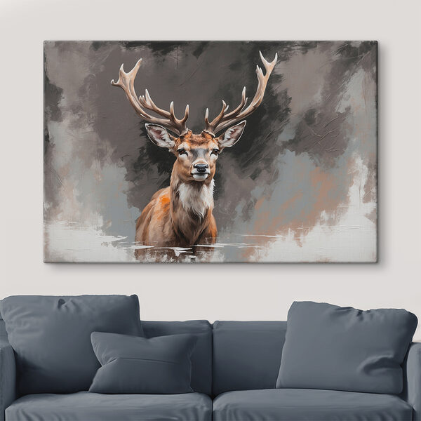 Deer with antlers looking at the camera
