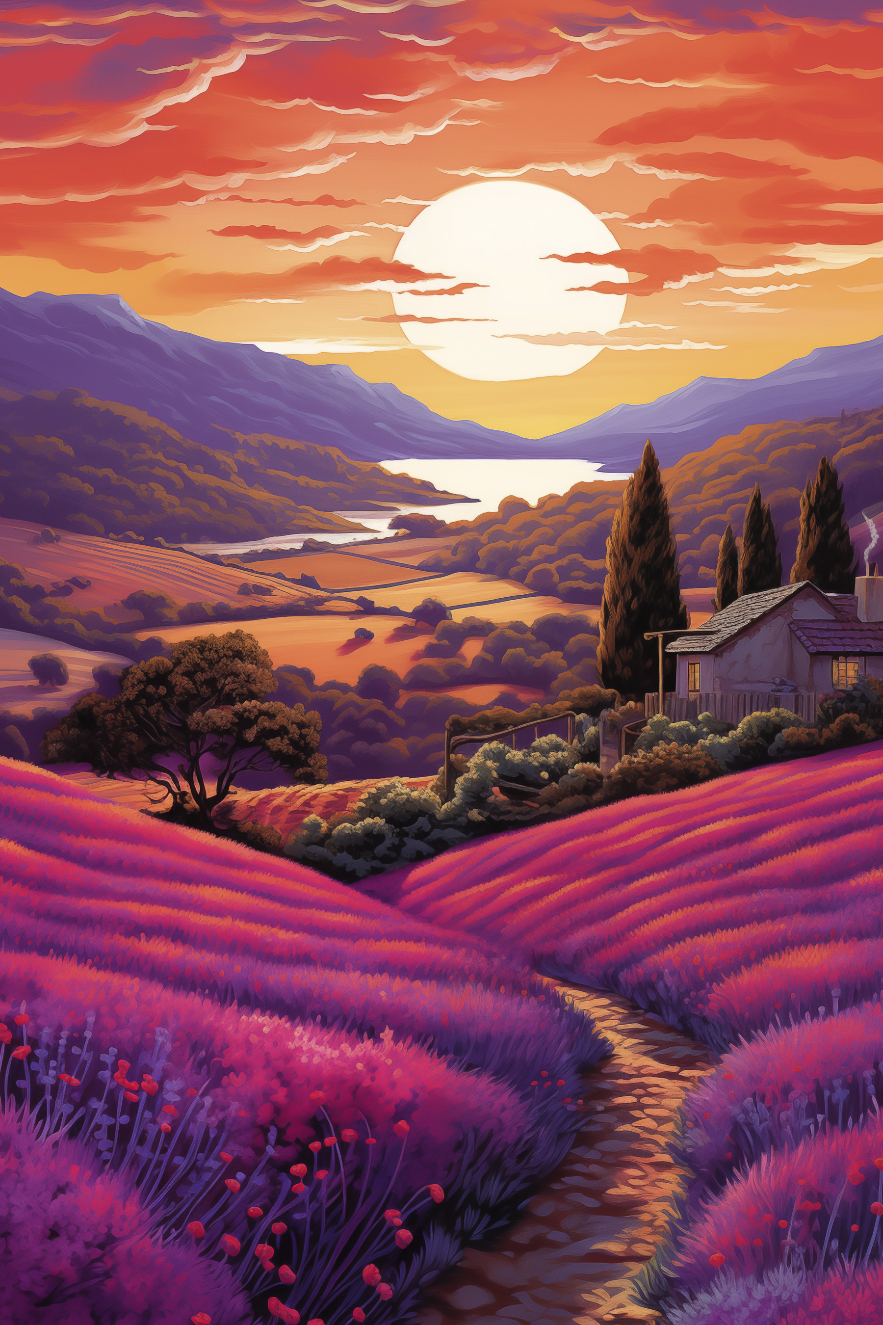 House in a field of lavender