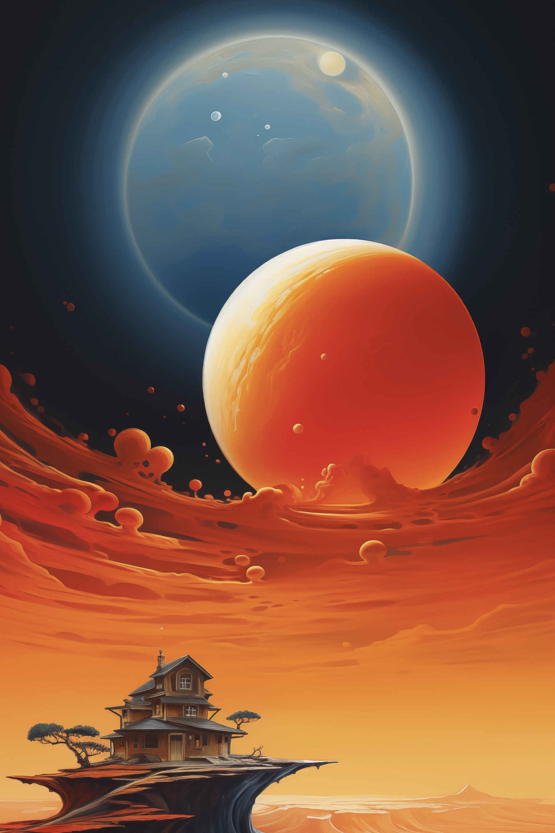 House in the sky with planets House in the sky with planets