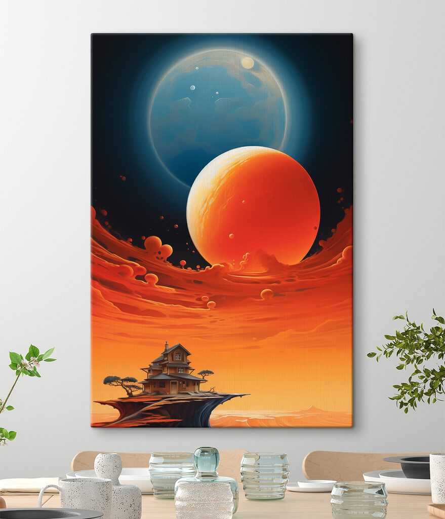 House in the sky with planets House in the sky with planets