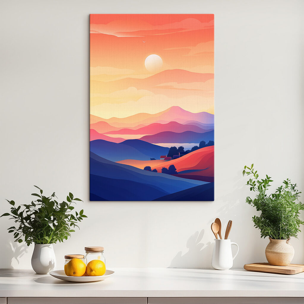 Landscape of mountains and a house Landscape of mountains and a house