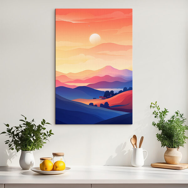 Landscape of mountains and a house Landscape of mountains and a house