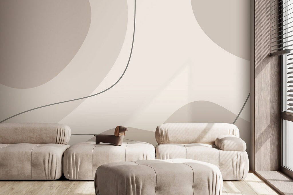 Grey and white background with curved lines