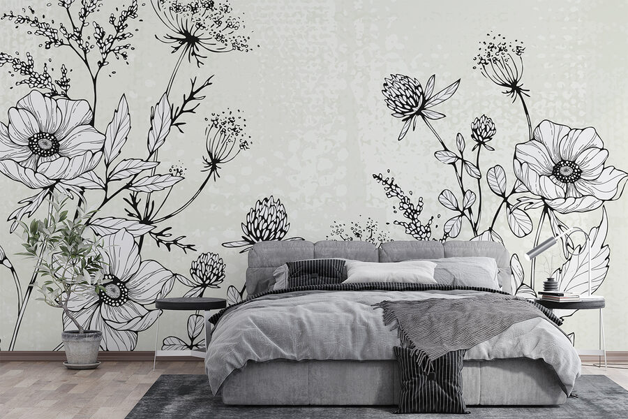 Disegno di fiori e foglie