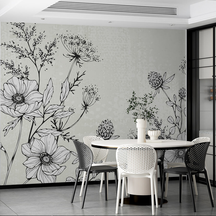 Disegno di fiori e foglie