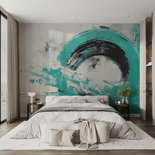 Pittura di un cerchio con vernice bianca e nera Pittura di un cerchio con vernice bianca e nera