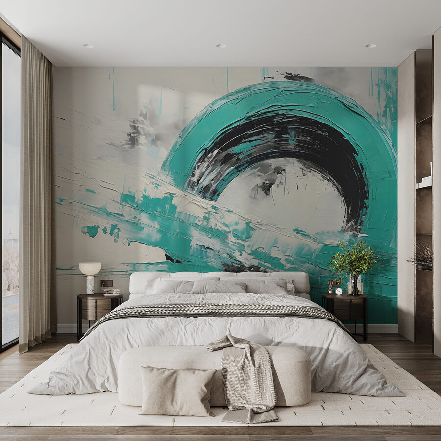 Pittura di un cerchio con vernice bianca e nera