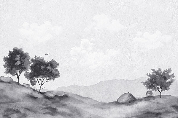 Paesaggio con alberi e rocce Paesaggio con alberi e rocce