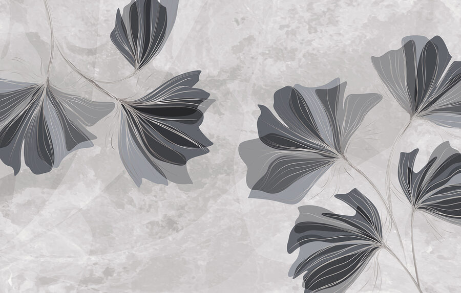 Design floreale grigio e bianco