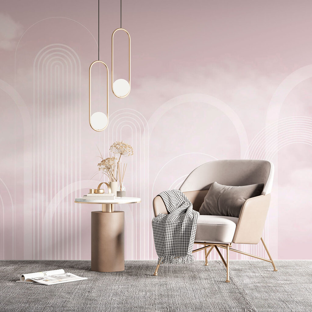 White lines on a pink background