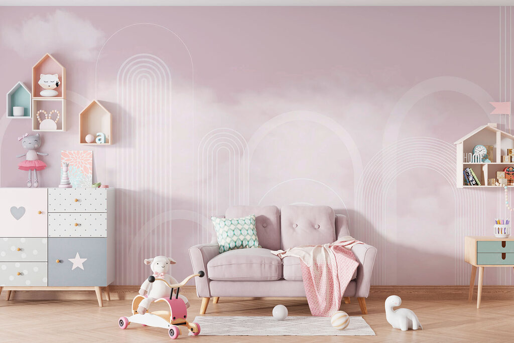 White lines on a pink background