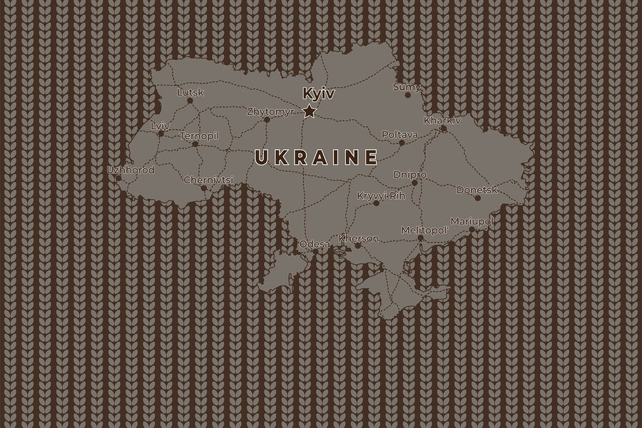 Mappa dell'Ucraina con linee e città