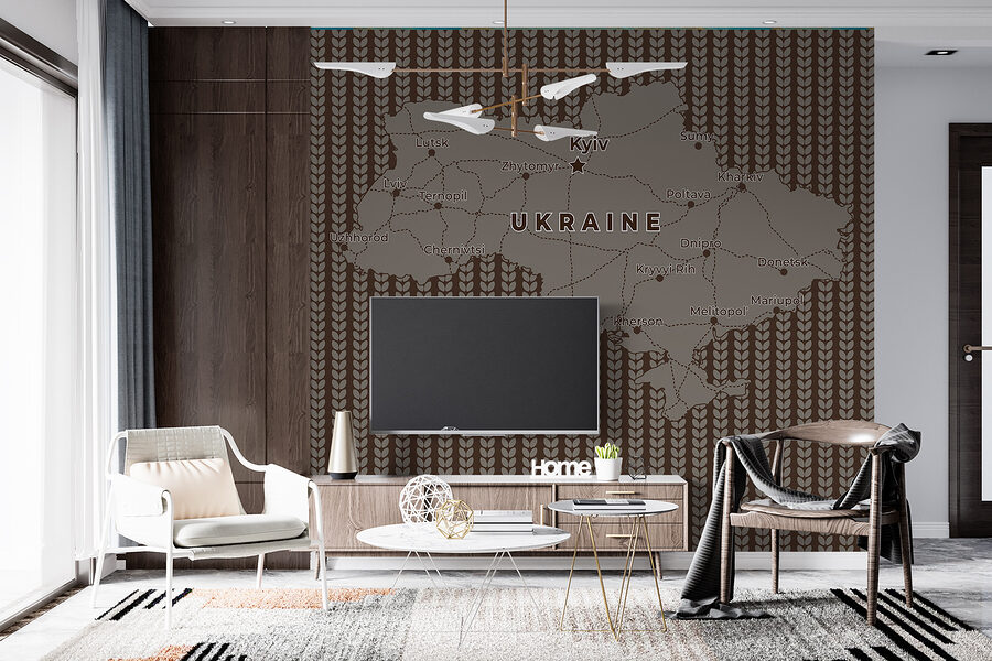 Mappa dell'Ucraina con linee e città