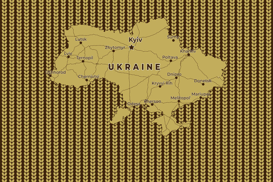 Mappa dell'Ucraina con linee e città
