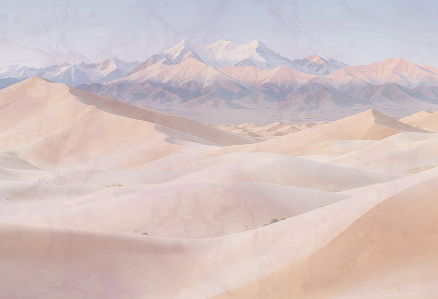 Dune di sabbia con montagne sullo sfondo