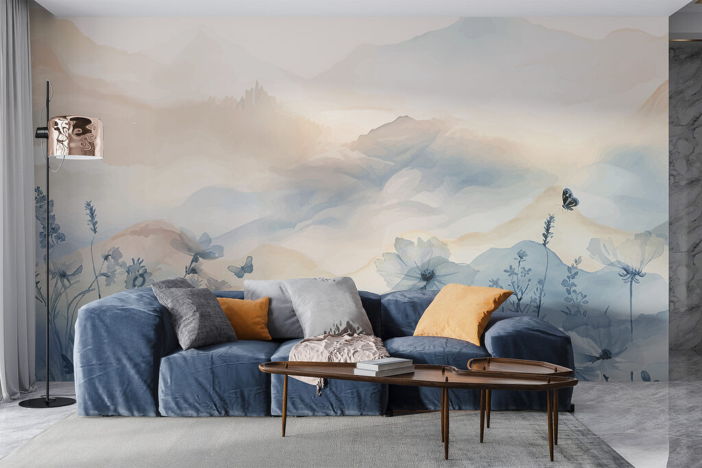 Painting of flowers and butterflies