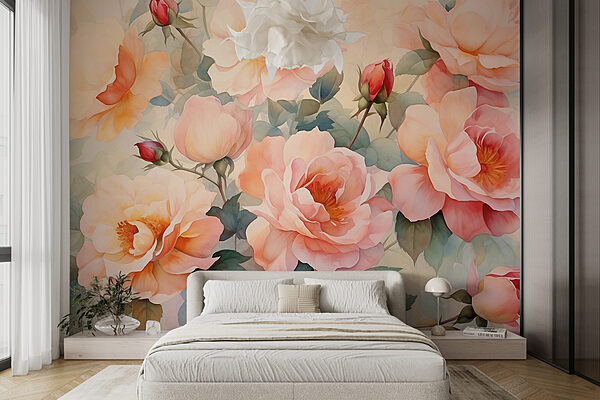 Pittura di fiori su una parete Pittura di fiori su una parete