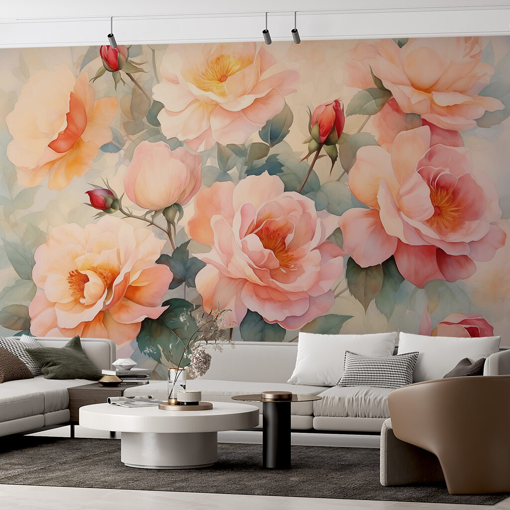 Painting of flowers on a wall