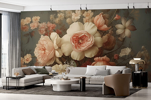 Pittura di fiori su una parete Pittura di fiori su una parete