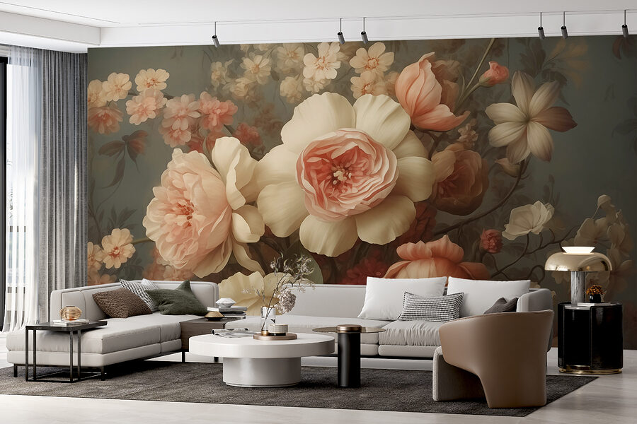 Pittura di fiori su una parete