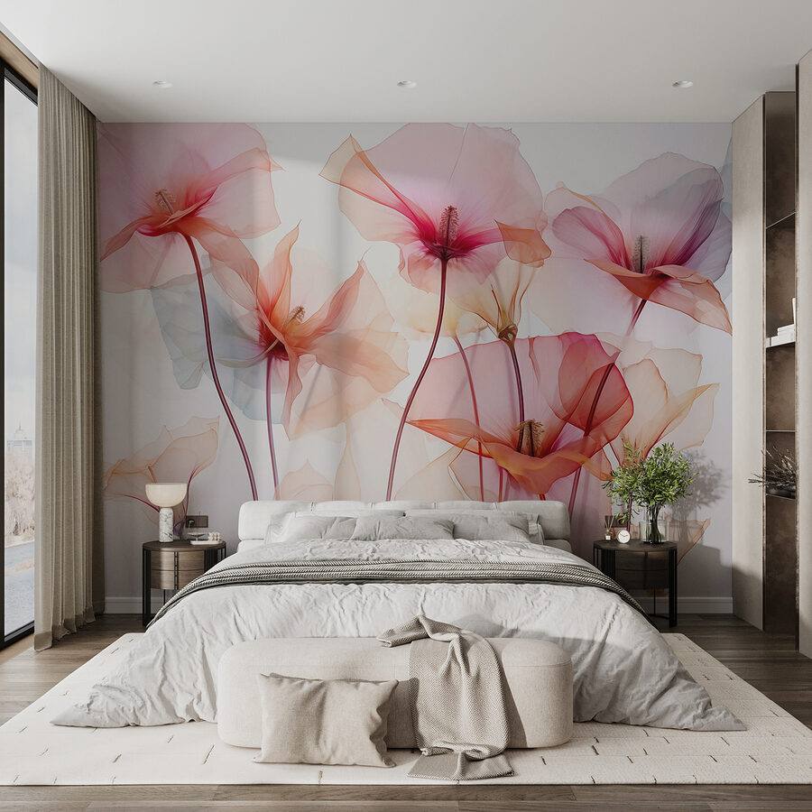 Gruppo di fiori con petali trasparenti