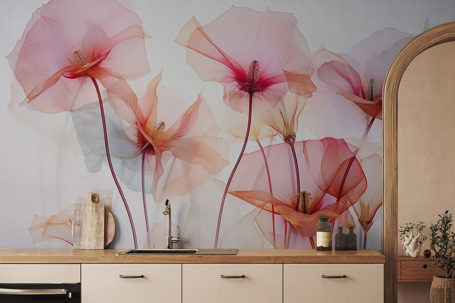 Gruppo di fiori con petali trasparenti