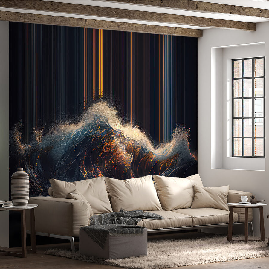 Onda con luce arancione e bianca che esce da essa
