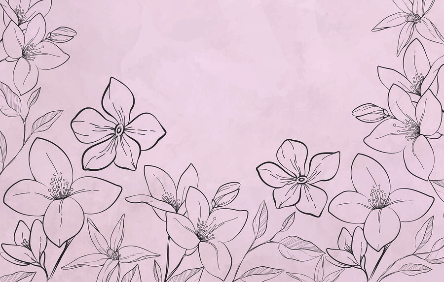 Carta da parati Disegno di fiori su sfondo rosa - immagine 3