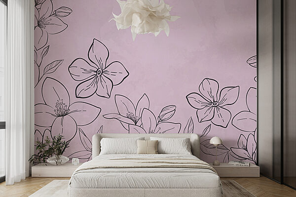 Disegno di fiori su sfondo rosa Disegno di fiori su sfondo rosa