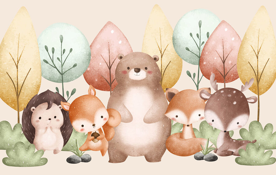 Gruppo di animali nel bosco
