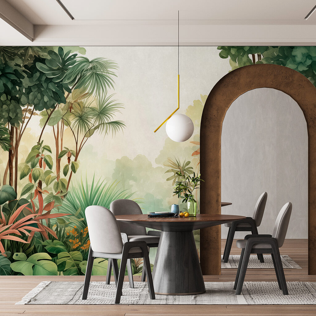 Watercolor painting of a forest