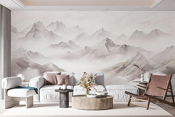 Mountain range with clouds