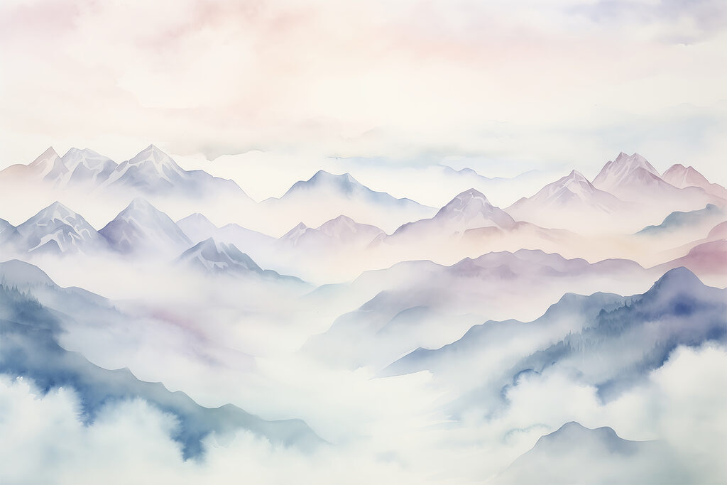 Pittura di montagne e nuvole Pittura di montagne e nuvole