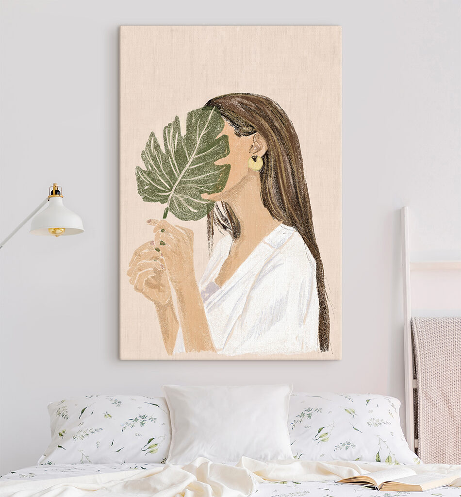 Woman holding a leaf
