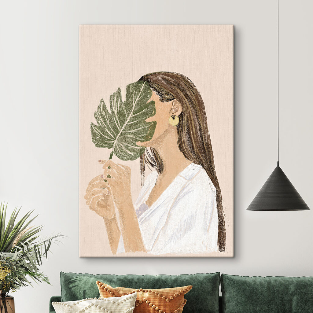 Woman holding a leaf