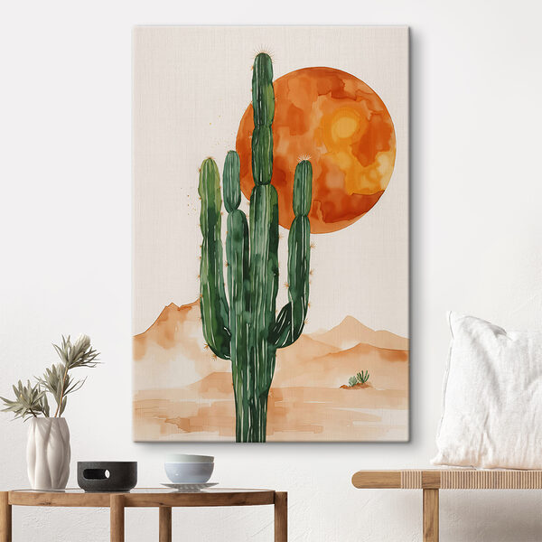 Painting of a cactus and a sun Painting of a cactus and a sun