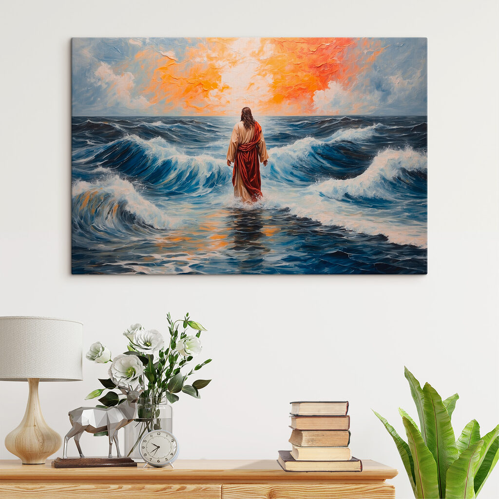 Painting of a man standing in the water