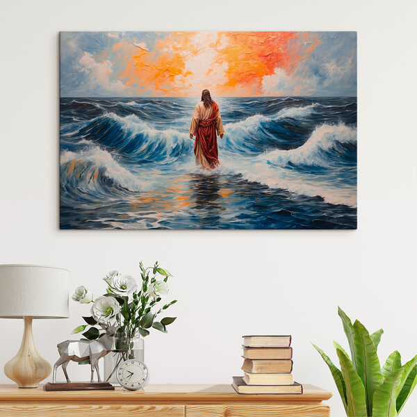 Painting of a man standing in the water
