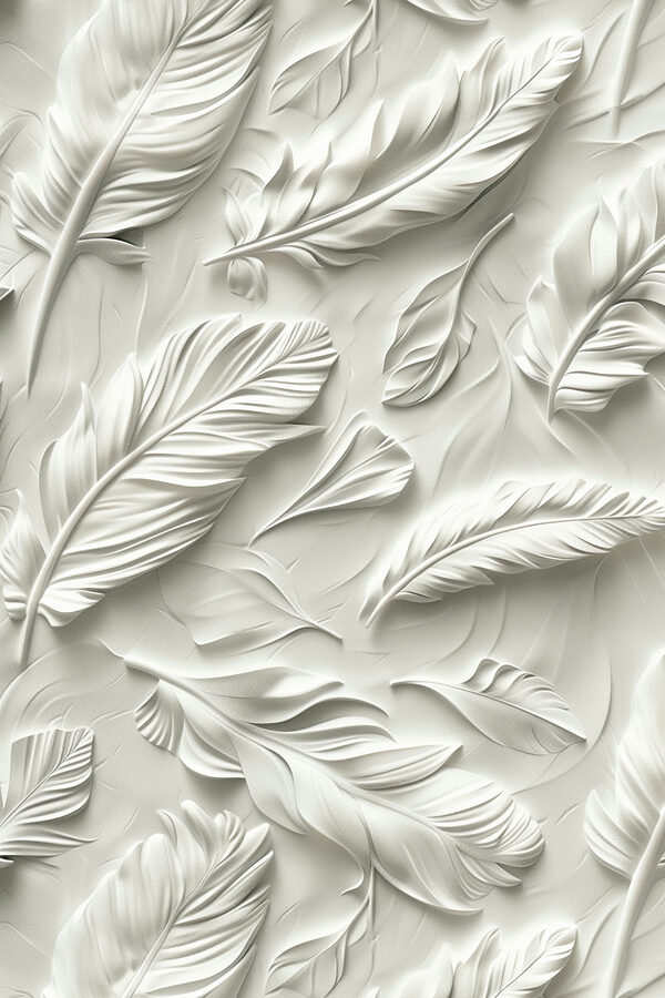 White feather carving on a wall White feather carving on a wall
