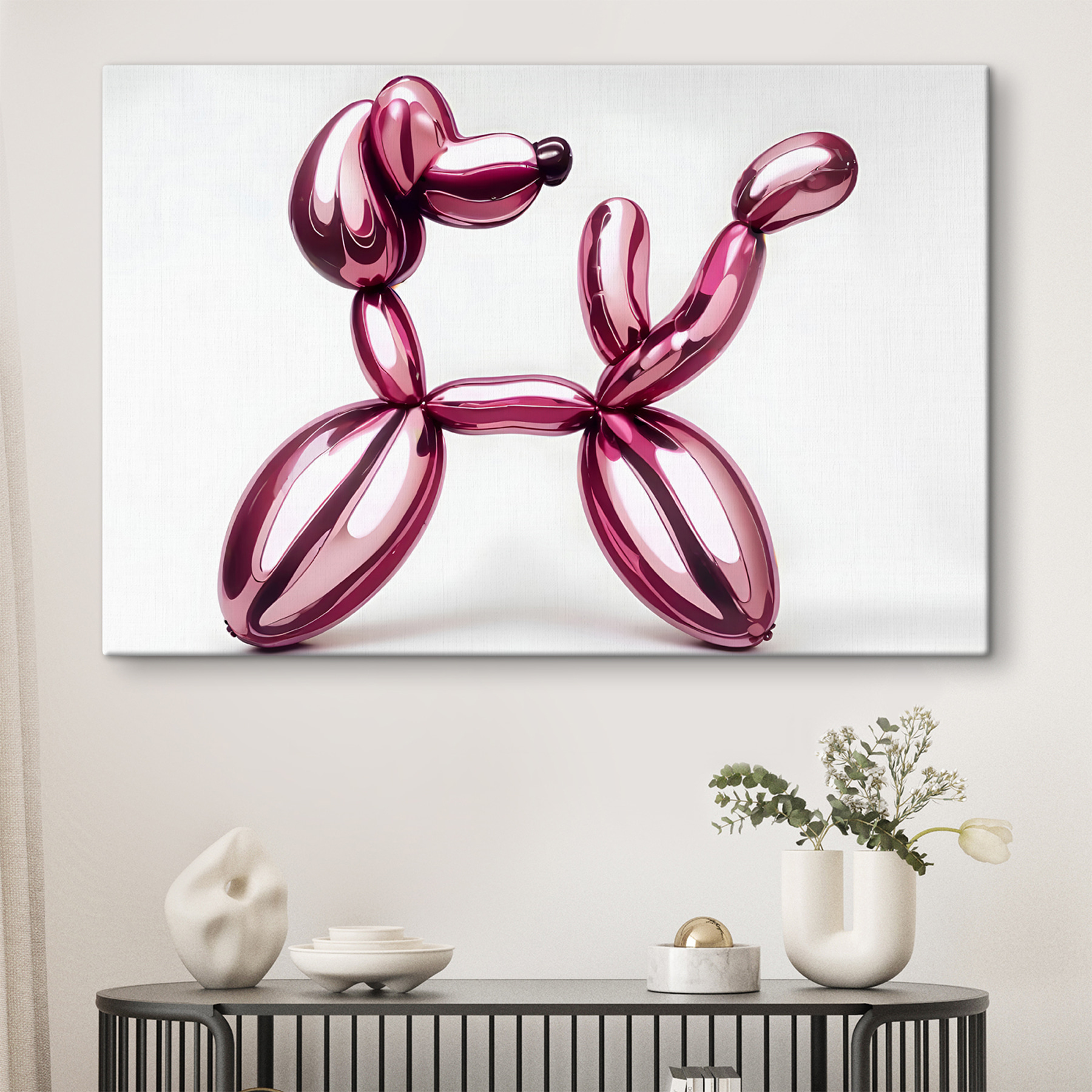 Balloon dog made of pink balloons Balloon dog made of pink balloons