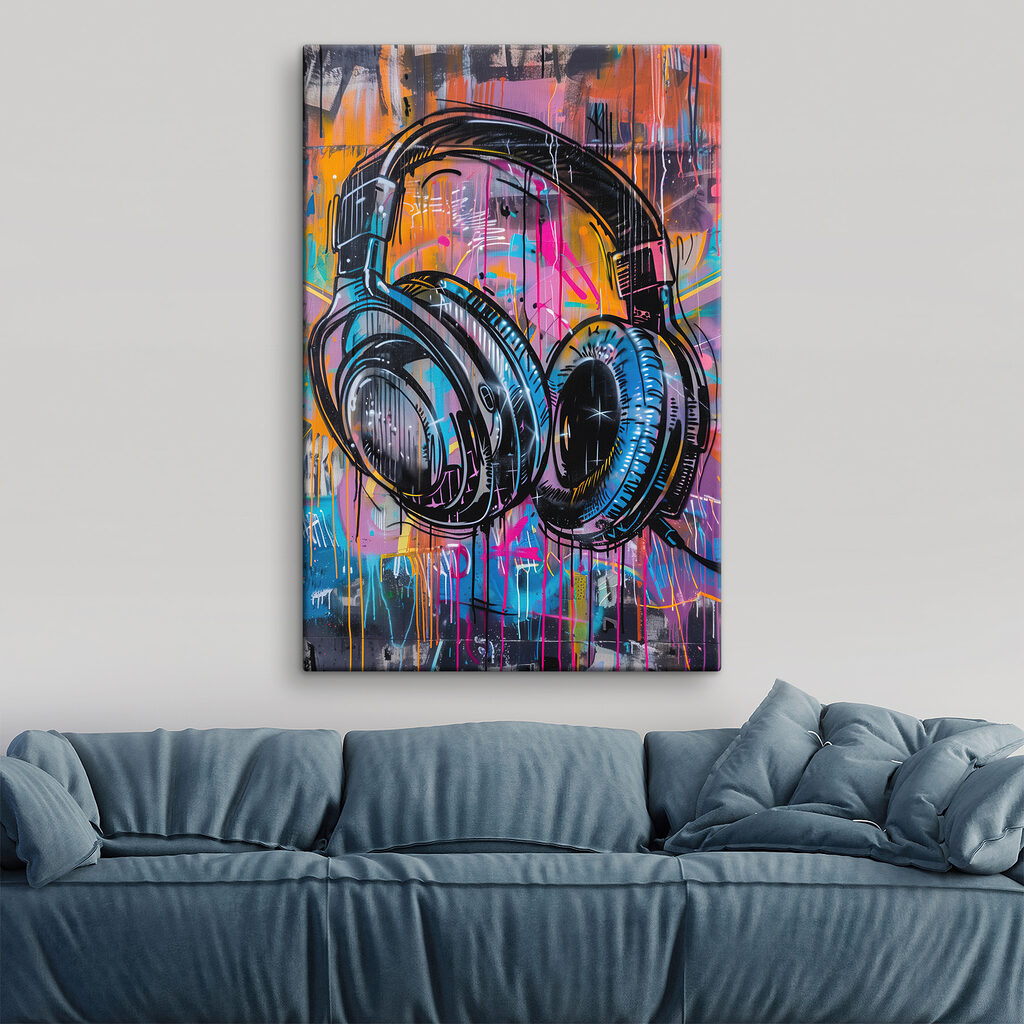 Graffiti of headphones on a wall Graffiti of headphones on a wall